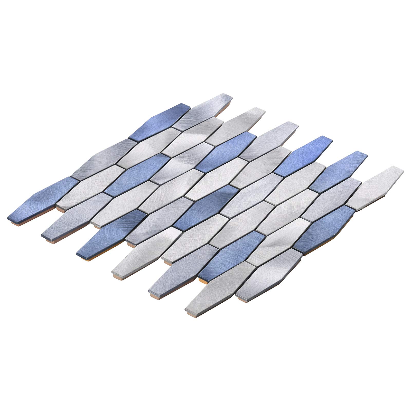 Modket TDH53MDR-5 Blue Metallic Hexagon Aluminum Mosaic Tiles - 5 Pack Modern Peel & Stick Backsplash for Kitchen, Bathroom, Shower & Interior Walls | Waterproof DIY Home Decor Upgrade