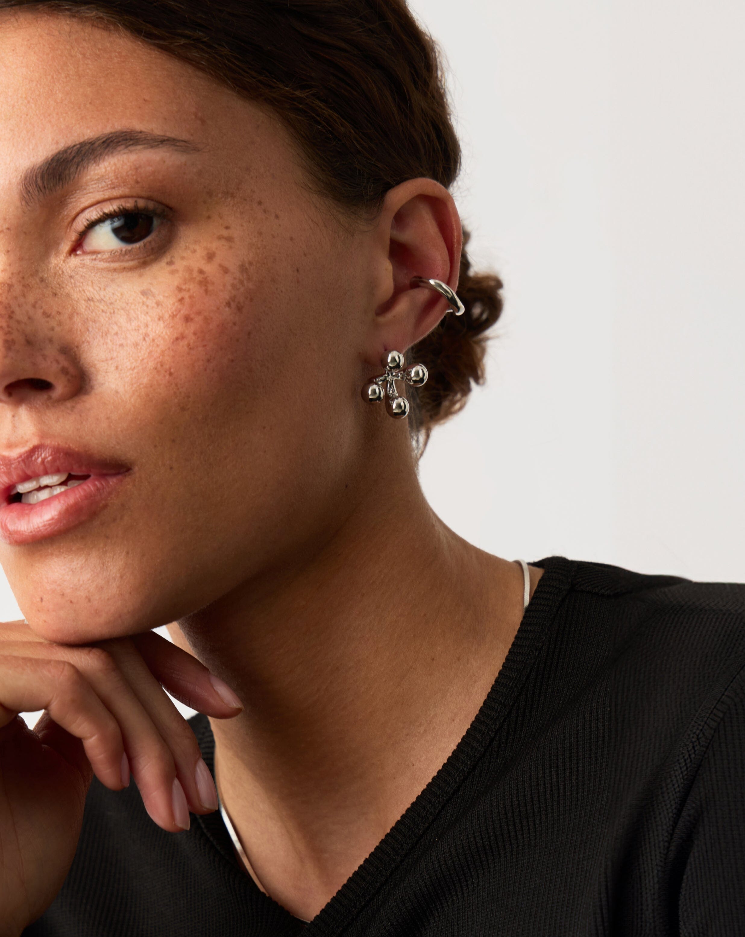 Atom Oversized Stud Earrings - Silver Plated Hypoallergenic Earrings for Women | Trendy Fashion Jewelry for Parties, Dating & Everyday Wear