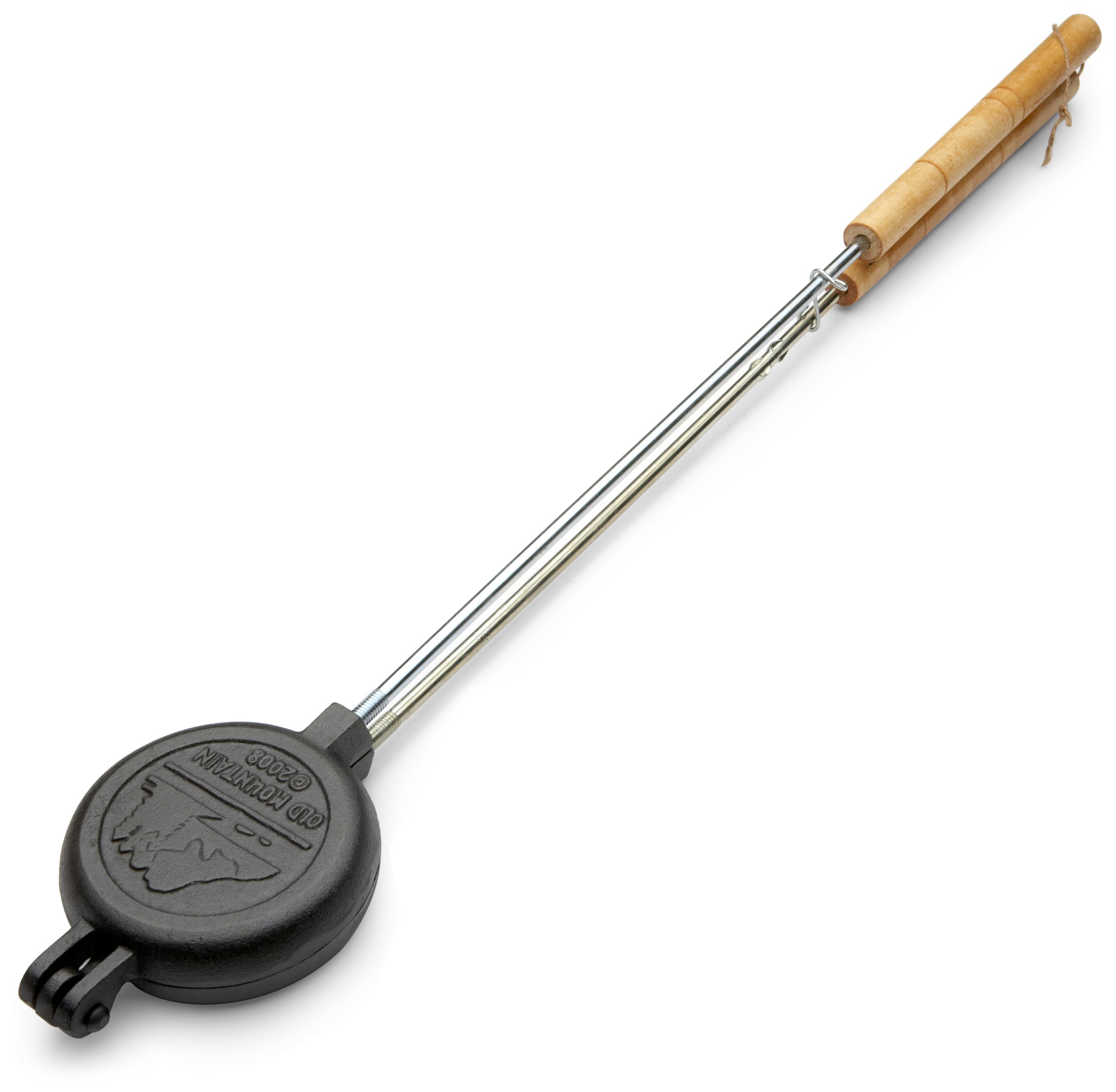 Old Mountain Pre-Seasoned Round Pie Iron - 28 Inch Long Cast Iron Pie Maker for Campfire, Grilling & Outdoor Cooking - Perfect for Pies, Sandwiches & Desserts