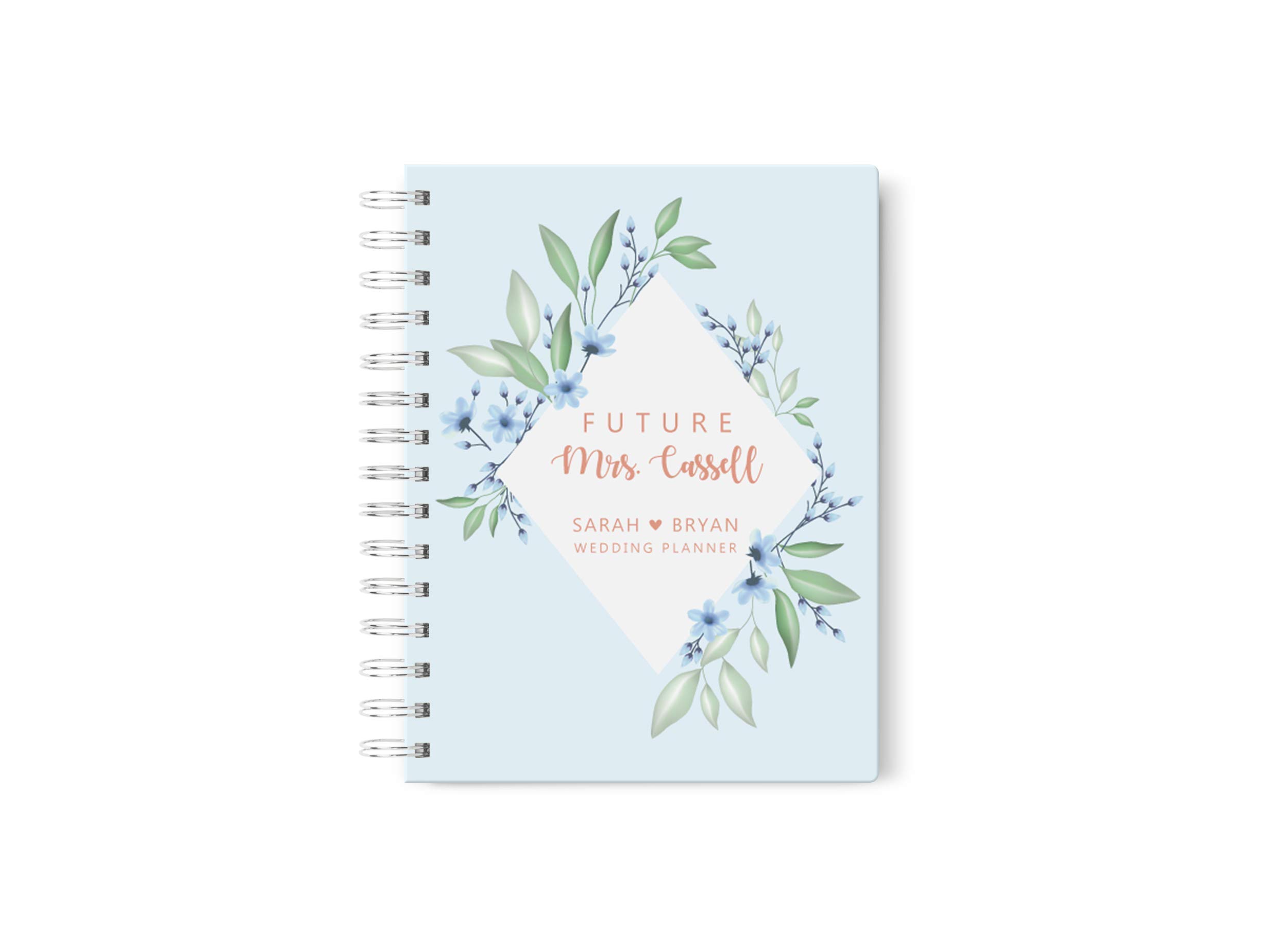 Blue Floral Wedding Planner - Custom 6x9 Inch Wedding Organizer for Brides, DIY Wedding Planning & Bridal Shower Gifts - Perfect for Wedding Checklists, Guest Lists & Budget Tracking