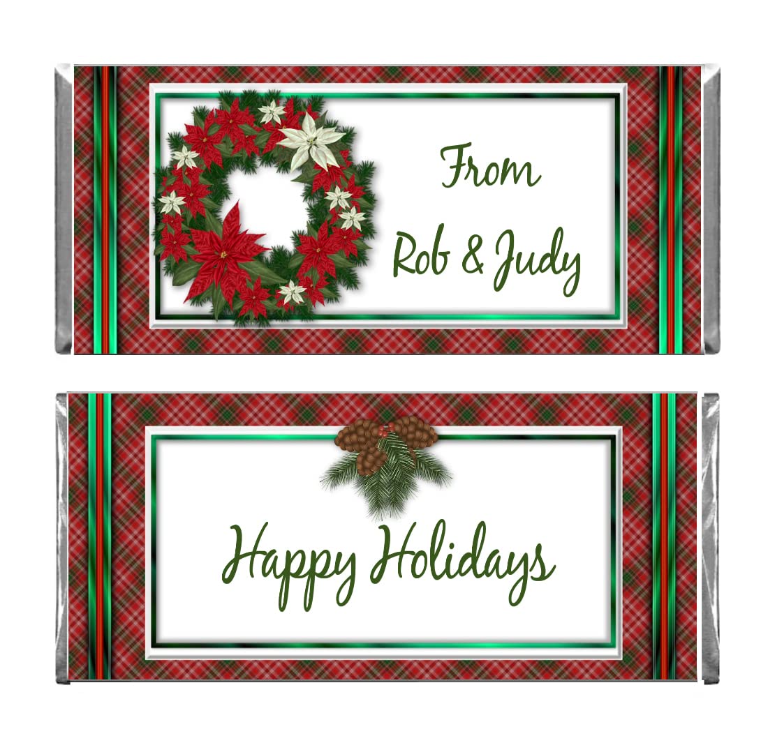 500 Personalized Custom Christmas Holiday Chocolate Candy Bar Wrappers & Foils - Business or Personal Use - Perfect for Gifts, Parties & Festive Decorations