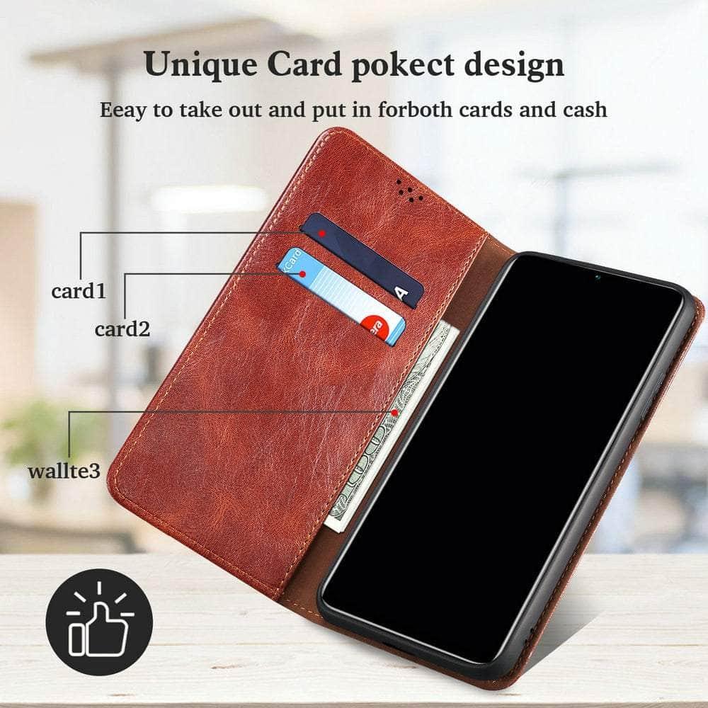 Samsung Galaxy S23 Ultra Leather Magnetic Book Cover Case - Premium Protection for Work, Travel & Daily Use