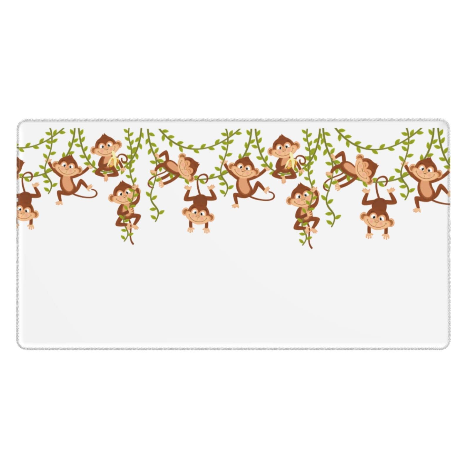 Cute Monkey Mouse Pad - Large Extended Rubber Desk Mat (29.5x16 inches) for Keyboard & Mouse - Non-Slip Gaming & Office Work Surface for Computers, Laptops, and Home Office Setups