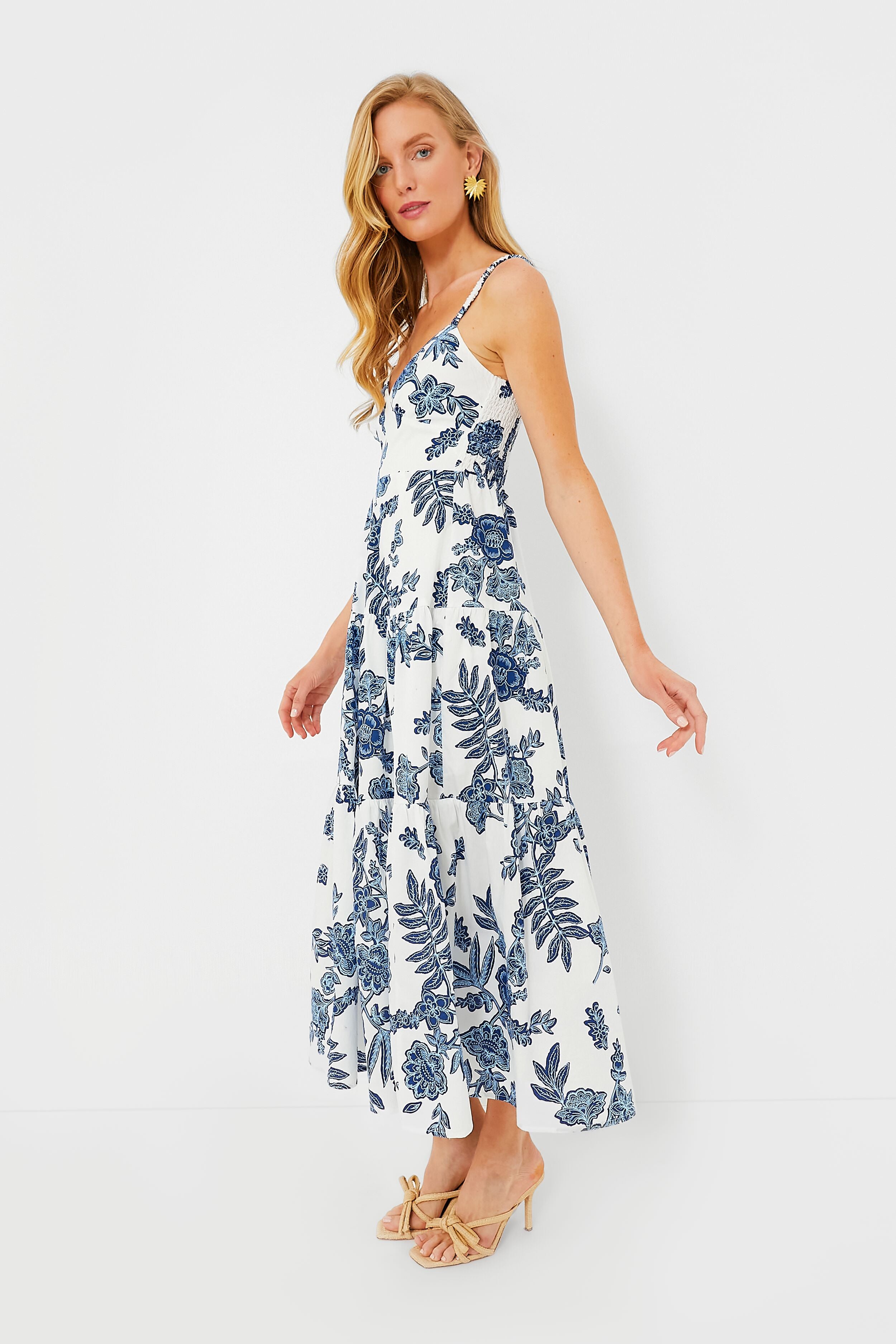 Blue Plunge Neck Maxi Dress for Women - Elegant Long Flowy Summer Dress for Beach, Party & Evening Wear