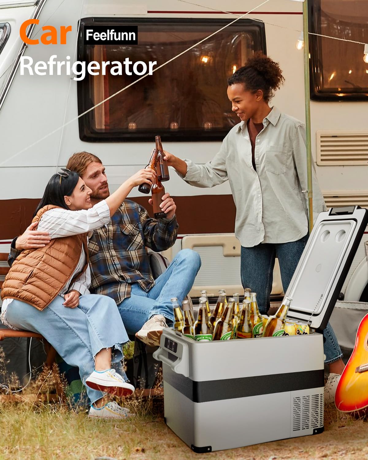 12V Portable Car Fridge Refrigerator - 48 Quart (45L) Electric Cooler with AC/DC for Truck, Van, RV, Camper & SUV | Car Freezer for Camping, Boating & Travel | APP Control (-4°F to 68°F) | Perfect for Road Trips, Outdoor Adventures & Picnics