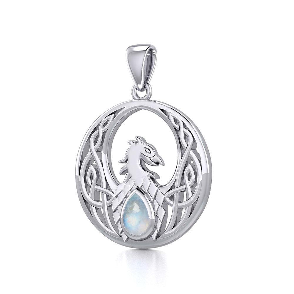 Celtic Phoenix Sterling Silver Pendant with Genuine Gemstone - Elegant Jewelry Gift for Women - Perfect for Weddings, Anniversaries & Special Occasions - TPD5719