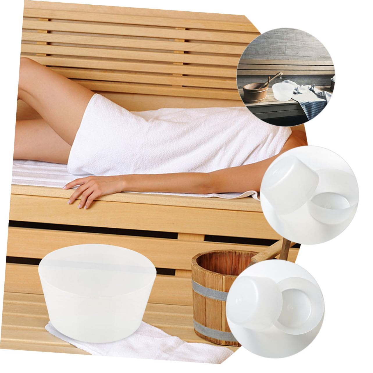 Yardwe 4-Pack Transparent Sauna Bucket Inserts - Plastic Foot Bath Accessories with Stand for Pedicure, Portable Bath Holder | Perfect for Spa, Salon & Home Relaxation
