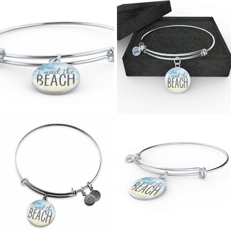 I Need The Beach Bangle Bracelet - Stylish Adjustable Summer Bracelet for Women - Perfect for Beach Vacations, Pool Parties & Boho Fashion