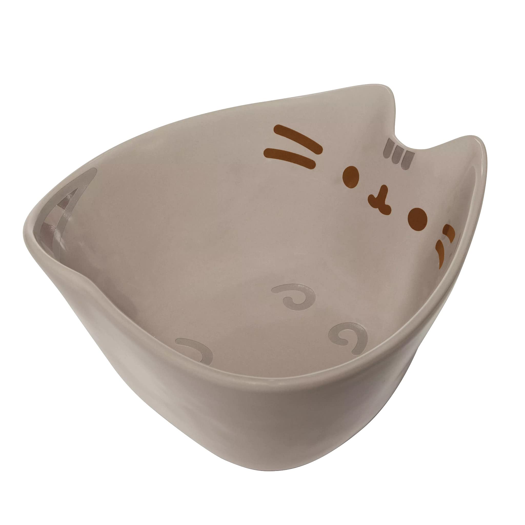 Enesco Pusheen The Cat Shaped Ceramic Rice Bowl with Chopsticks - 6.5 Inch Grey Cute Cat Design - Perfect for Asian Meals, Home Decor & Gift Giving