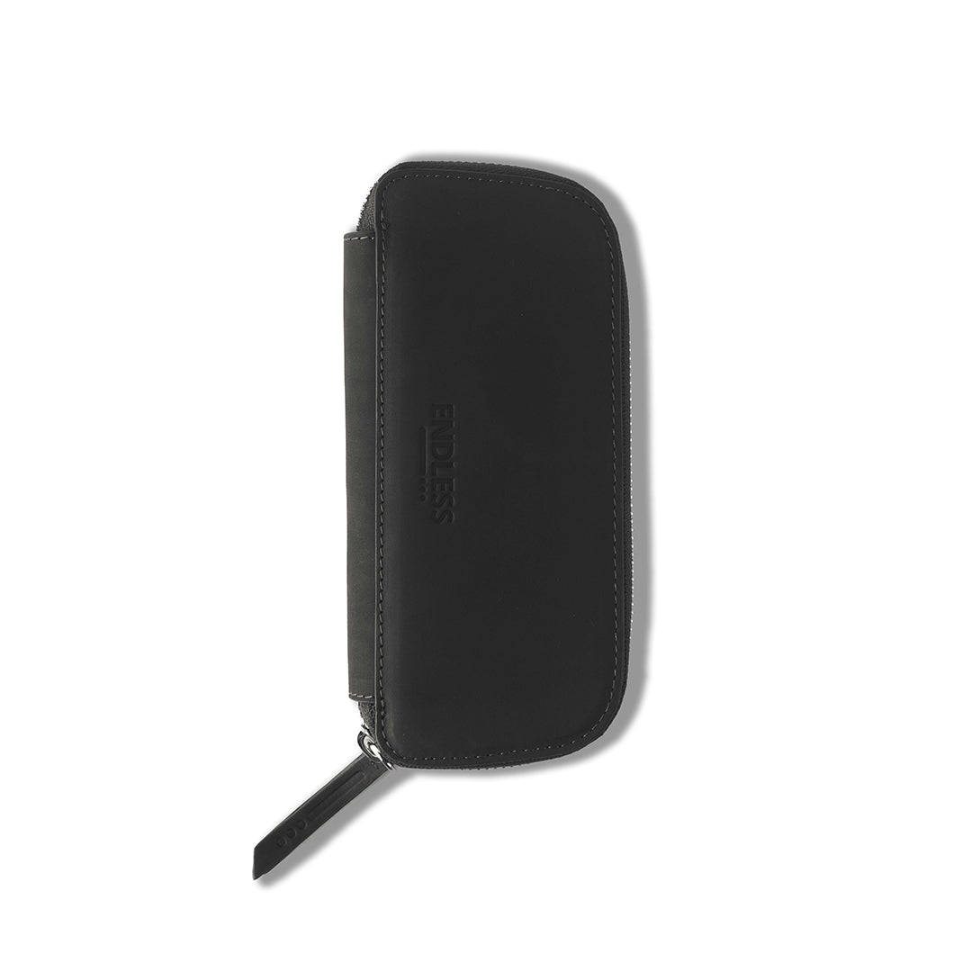Endless Companion 3 Pen Pouch Black - Premium Leather Pen Holder for Office, School & Travel - Perfect Organizer for Pens, Pencils & Stationery