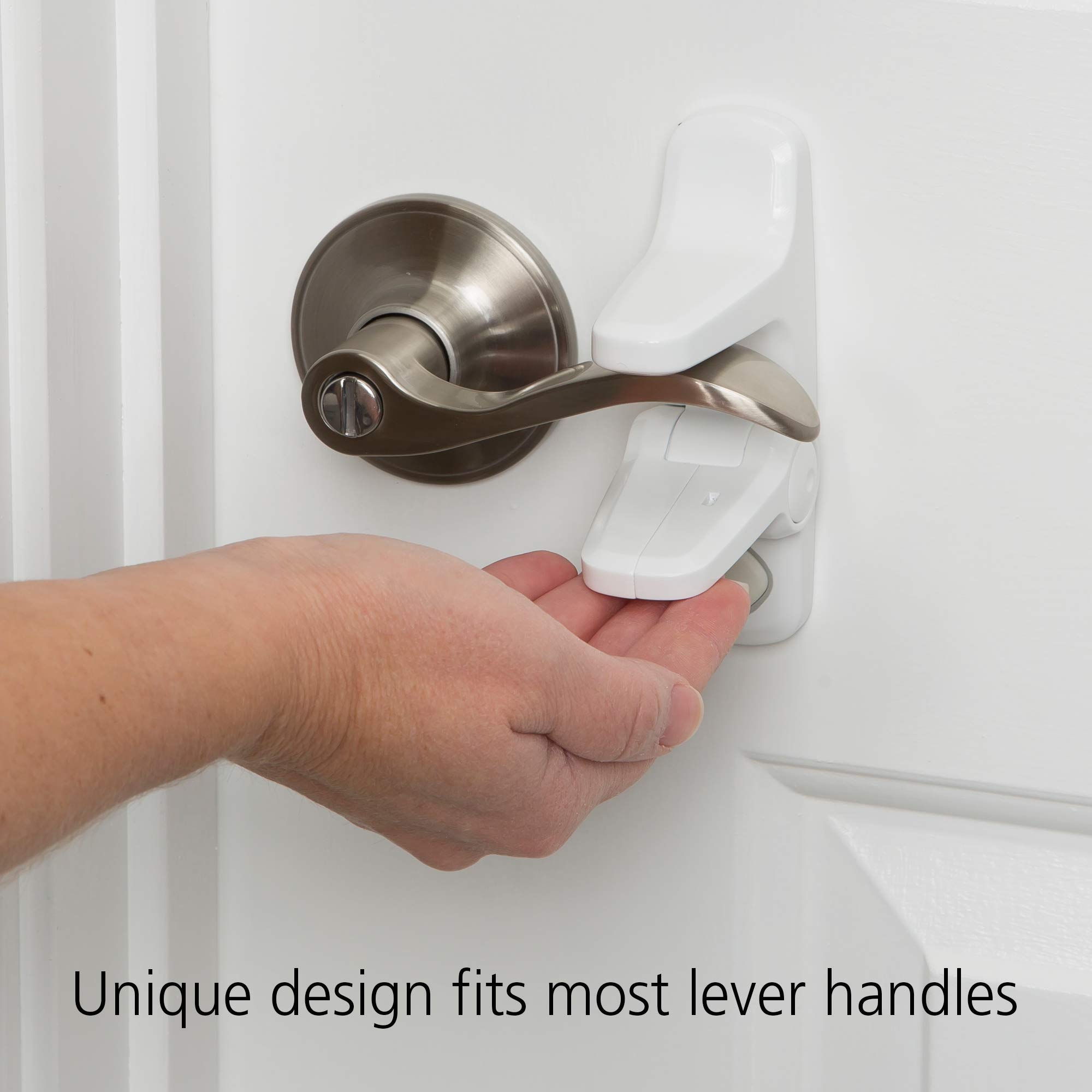 Safety 1st Outsmart Lever Handle Lock 2-Pack - Childproof Cabinet & Door Locks for Baby Safety - White (One Size) - Perfect for Kitchens, Bathrooms & Nursery Childproofing