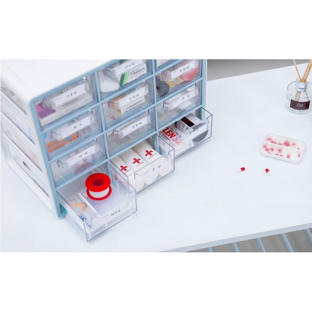 SYSMAX 12-Section Clear Storage Organizer Box - Transparent Drawers for Stationery, Office Supplies, Tools, Craft & Household Items - Perfect for Desk, Workshop & Home Organization