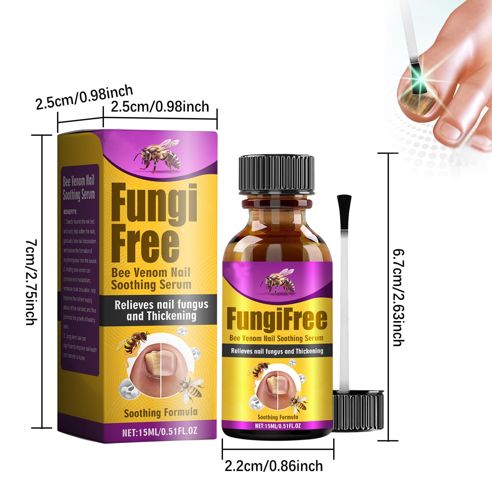 2 Pack Bee Venom Nail Treatment Serum - Ingrown Toenail Repair Drops for Fast Nail Growth & Restoration | Damaged Nail Care Solution for Hands & Feet | Perfect for Salon Professionals & Home Use