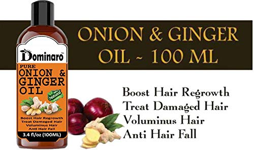 Dominaro Premium Onion Ginger Hair Oil for Fast Hair Growth & Thickness - 100mL Natural Hair Treatment for Men & Women - Promotes Healthy Scalp & Reduces Hair Fall - Perfect for Daily Hair Care Routine & Styling