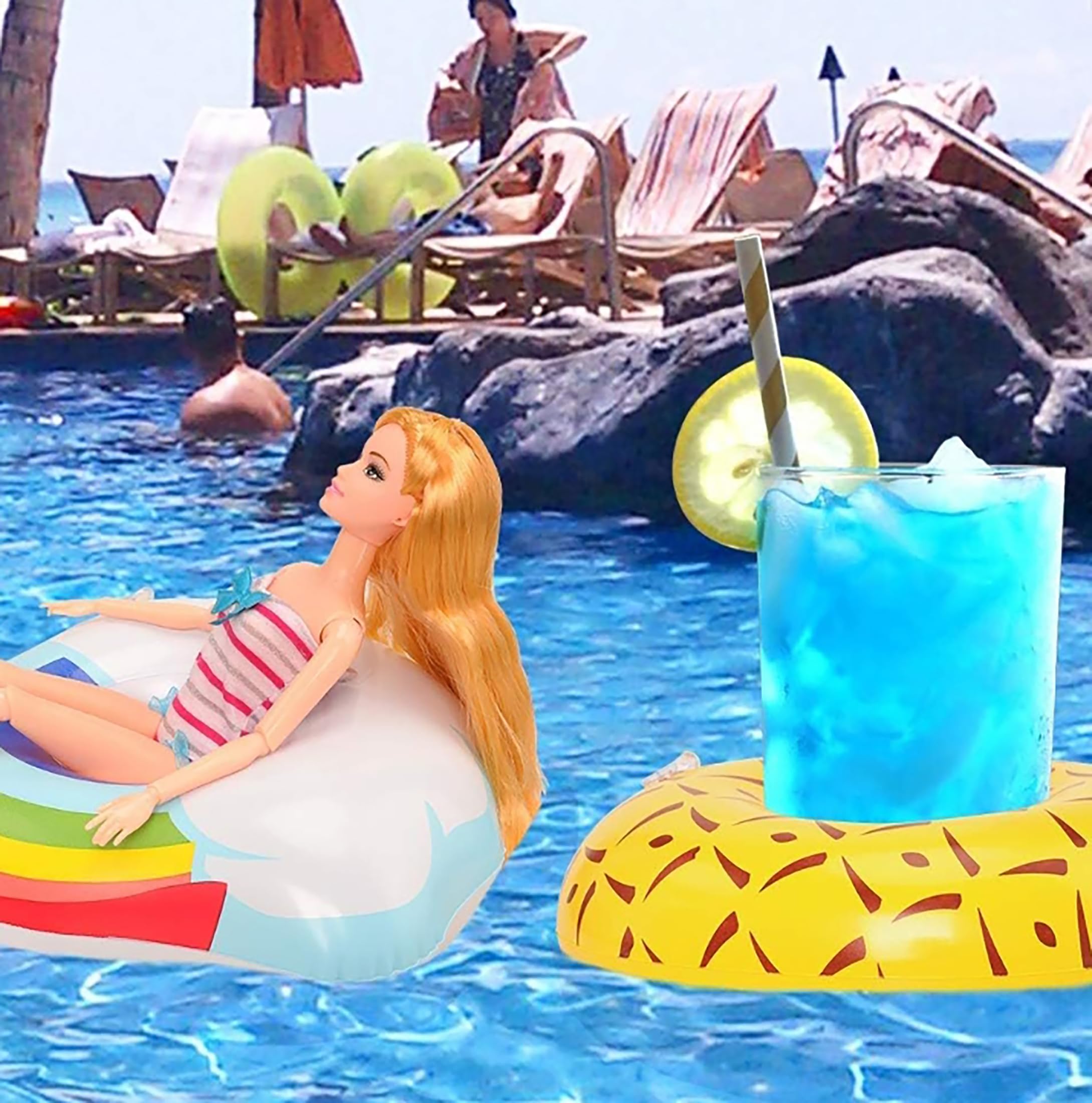 **Best Floaties for Girl Dolls - Inflatable Swimming Pool Party Ring & Drink Holder for 11.5 Inch Dolls - Perfect for Pool Parties, Beach Fun & Doll Accessories**