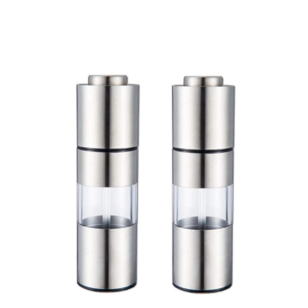 Premium Manual Salt and Pepper Grinder Set - Adjustable Coarseness, Stainless Steel & Acrylic Window - Perfect for Kitchen, Dining Table & Outdoor BBQ Seasoning