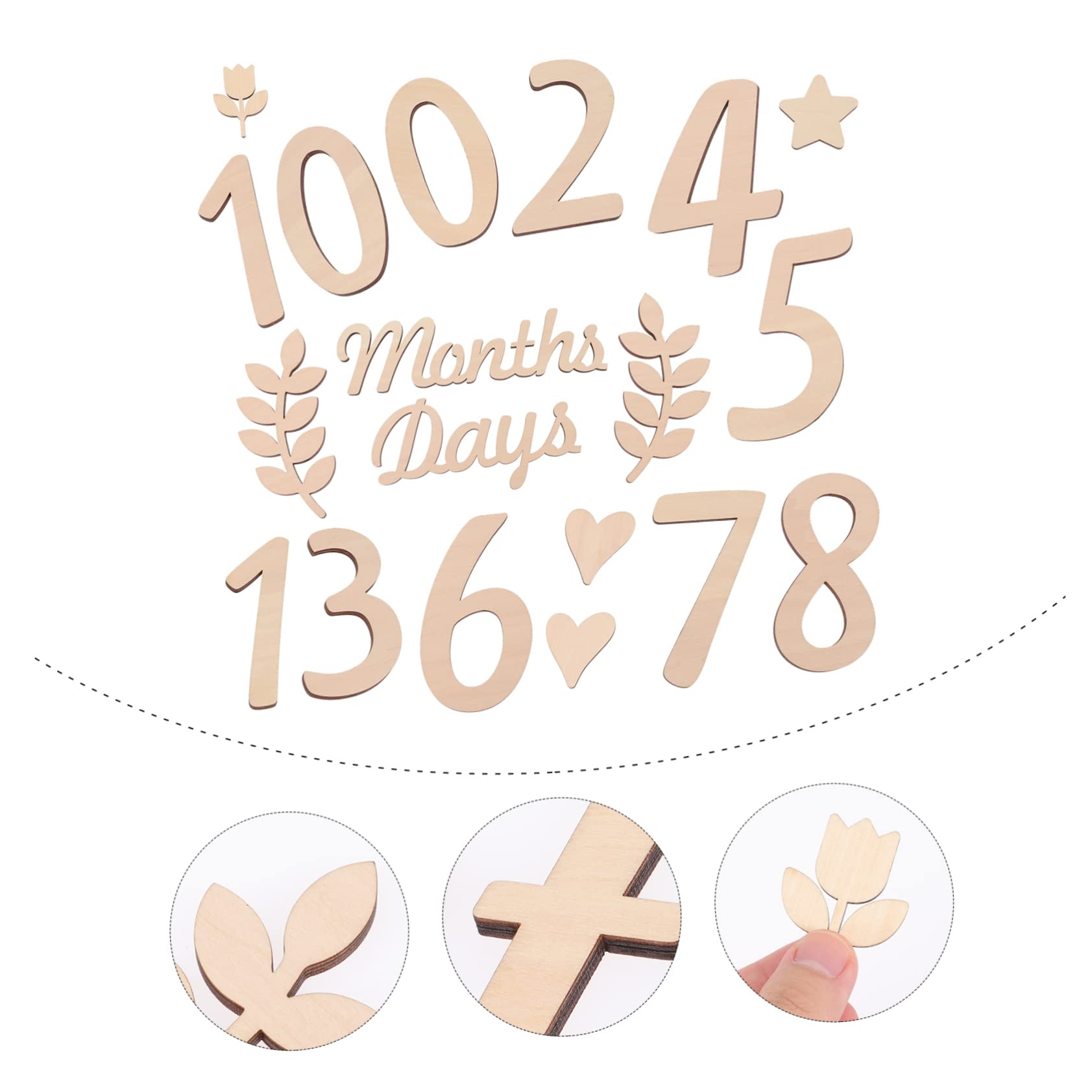ibasenice 5 Sets Unique Wooden Baby Milestone Cards with Numbers - Personalized Baby Shower Decor for Newborn Photography & First Birthday Party Decorations