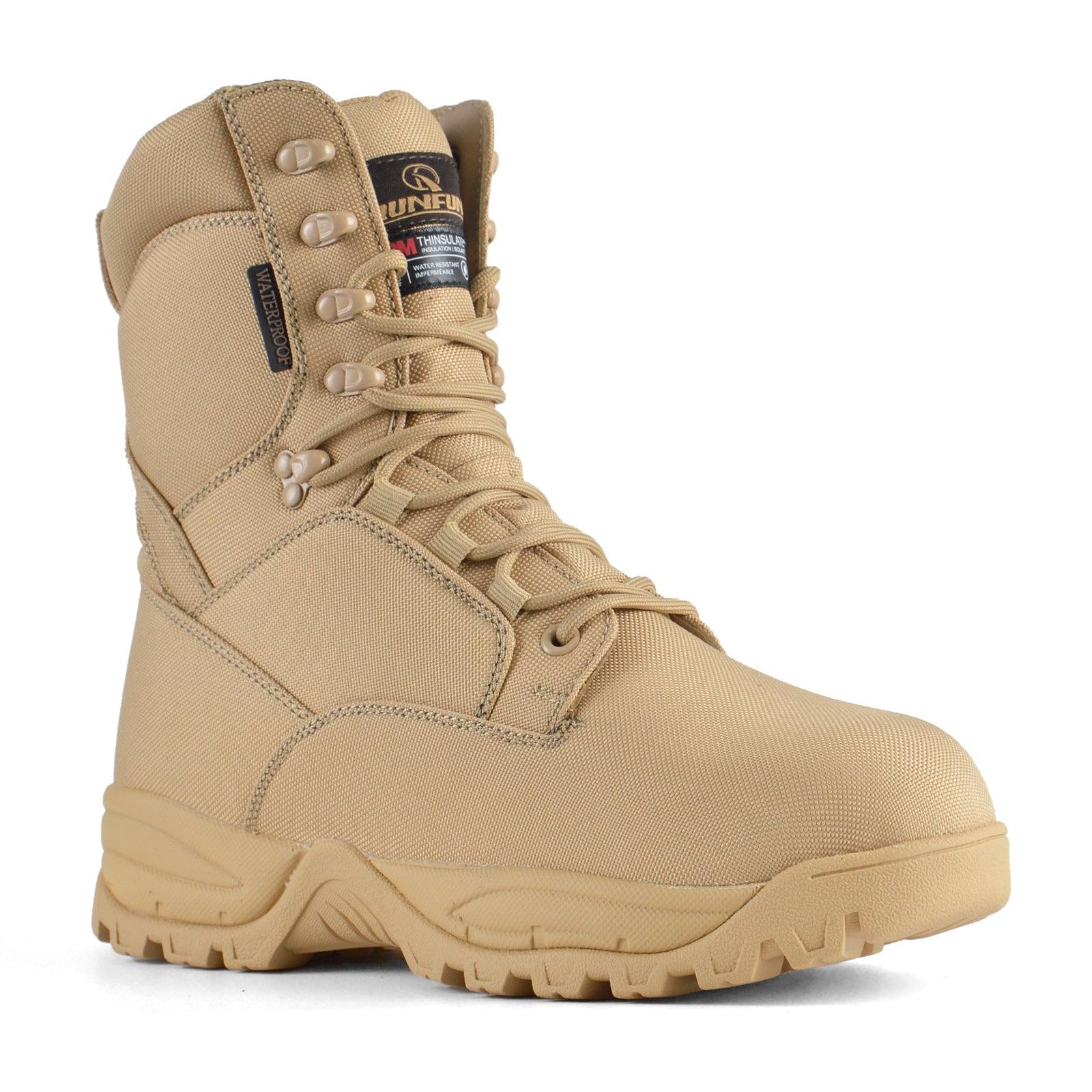 Men's Waterproof Military Tactical Boots - Lightweight 8 Inch Insulated Work Boots with 400g Thinsulate - Breathable Hiking Shoes for Outdoor Activities, Hunting & Winter Work