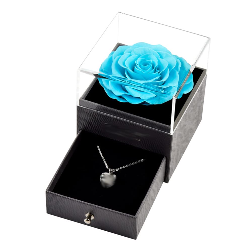 FFYUEEE Rose Acrylic Jewelry Box with Real Rose - Elegant Drawer Gift Box for Valentine's Day, Christmas & Birthday - Perfect for Jewelry Storage, Home Decor & Romantic Gifts