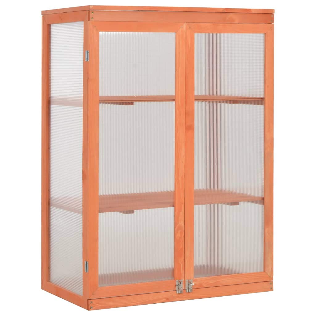 vidaXL Wooden Greenhouse with Hard Translucent PC Cover - 29.5