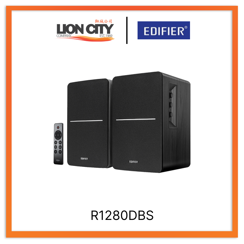 Edifier R1280DBS Black Active Bluetooth Bookshelf Speakers - 42W RMS Power, Wireless Audio, Premium Sound Quality for Home Theater, Gaming & Music Listening