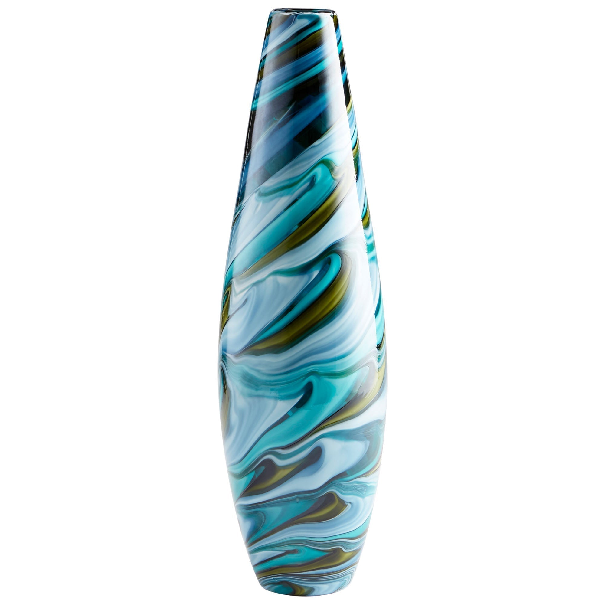 Cyan Design 09503 Chalcedony Vase - Multi-Colored Blue Large Handmade Glass Vase for Home Decor, Wedding Centerpiece & Luxury Gift