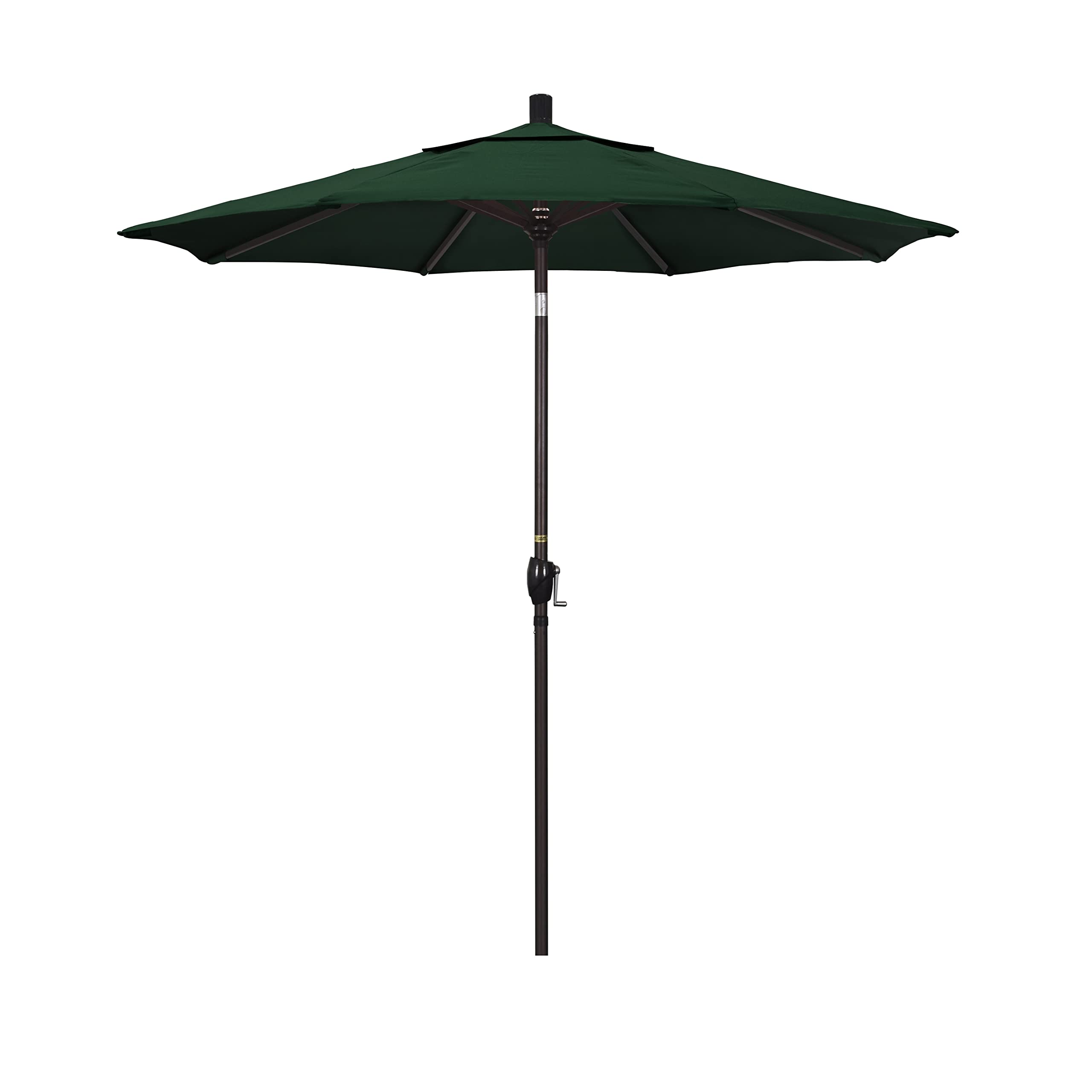 7.5 ft. Fiberglass Market Umbrella with Push Tilt Mechanism - Bronze, Olefin, Hunter Green - Perfect for Patio, Garden, and Outdoor Dining Areas