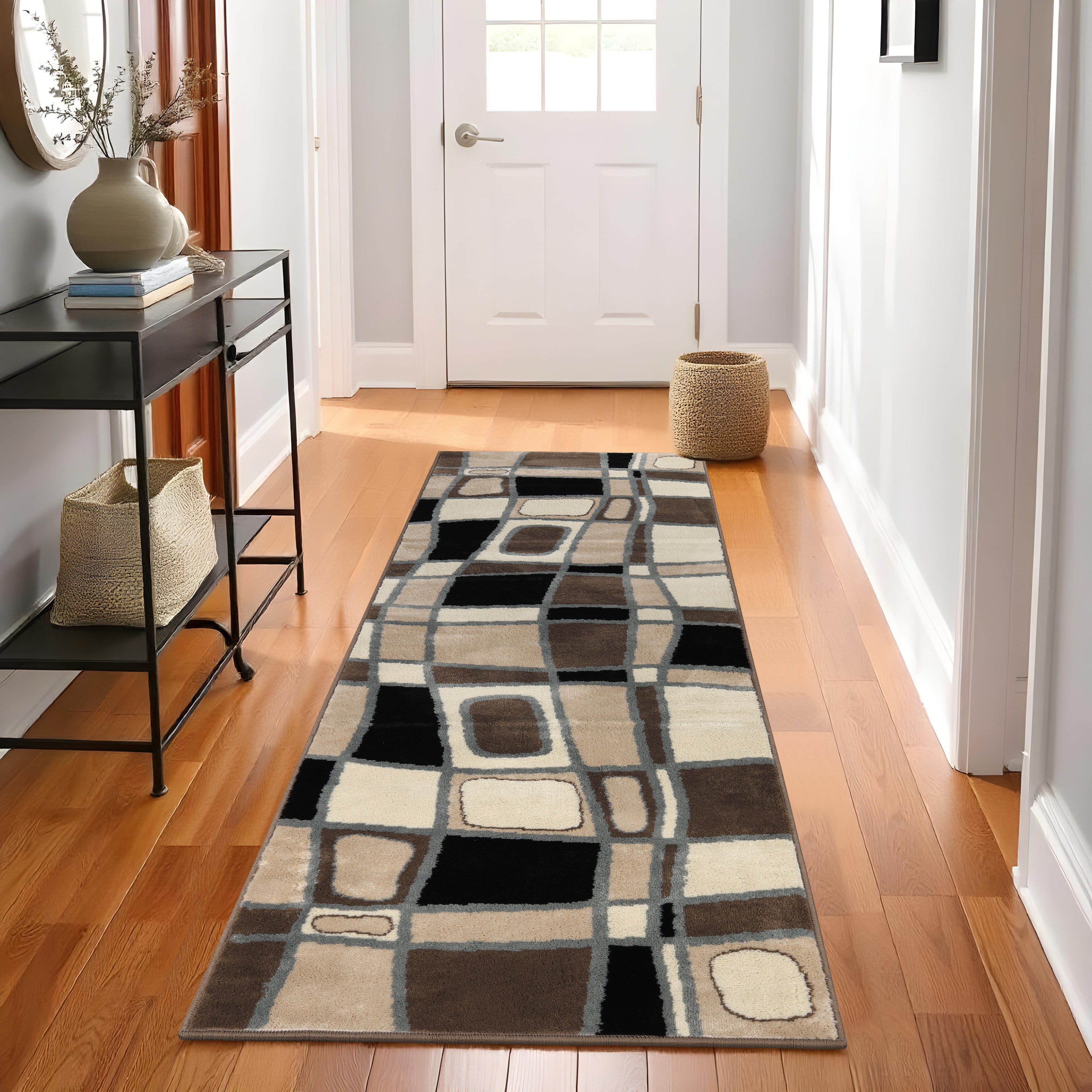 Modern Abstract Geometric Indoor Area Rug - Non-Slip Cobblestone Design for Living Room, Bedroom & Office Decor