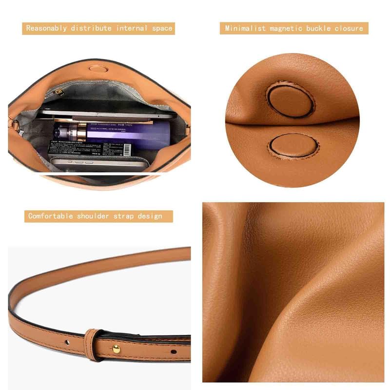 Stylish Women's Multifunctional Crossbody Bag - Cloud Drawstring Pleated Leather Bucket Purse for Everyday Use | Perfect for Work, Travel & Casual Outings