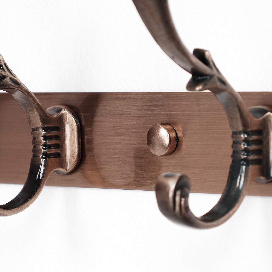 Stainless Steel Wall Mounted Coat Hook Rail with 4 Copper Hooks - Heavy Duty for Coats, Hats, Towels, Purses & Robes - Perfect for Bathroom, Closet, Bedroom & Entryway Organization