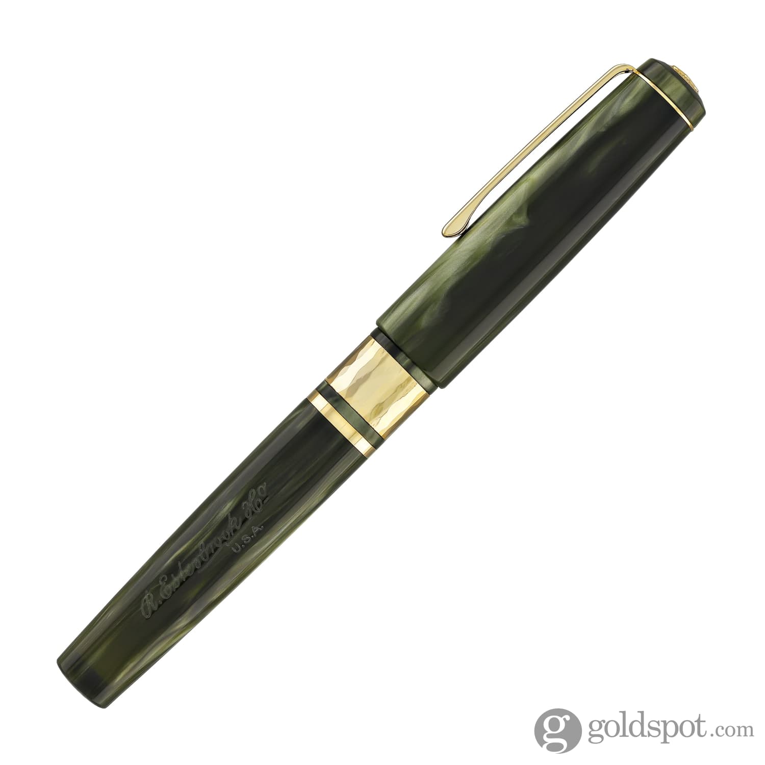 Esterbrook Model J Chatoyant Acrylic Fountain Pen - Palm Green with Gold Trim - Luxury Writing Instrument for Professionals & Collectors - Perfect for Office, Journaling & Gift Giving