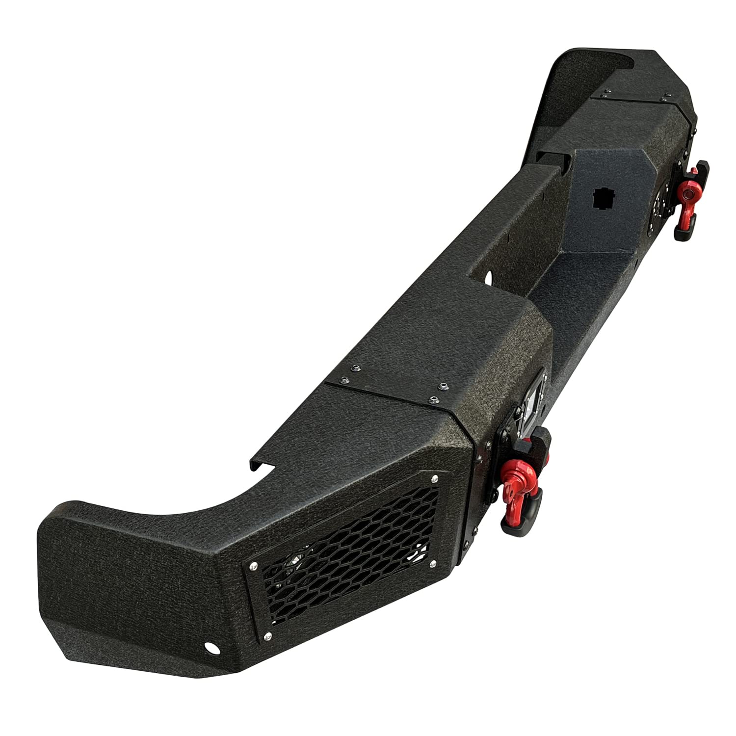 Black Textured Rear Bumper with 4 LED Lights & D-Ring for 2019-2023 Dodge RAM 2500/3500 | Sensor Mounting Hole | Off-Road Protection & Towing Upgrade