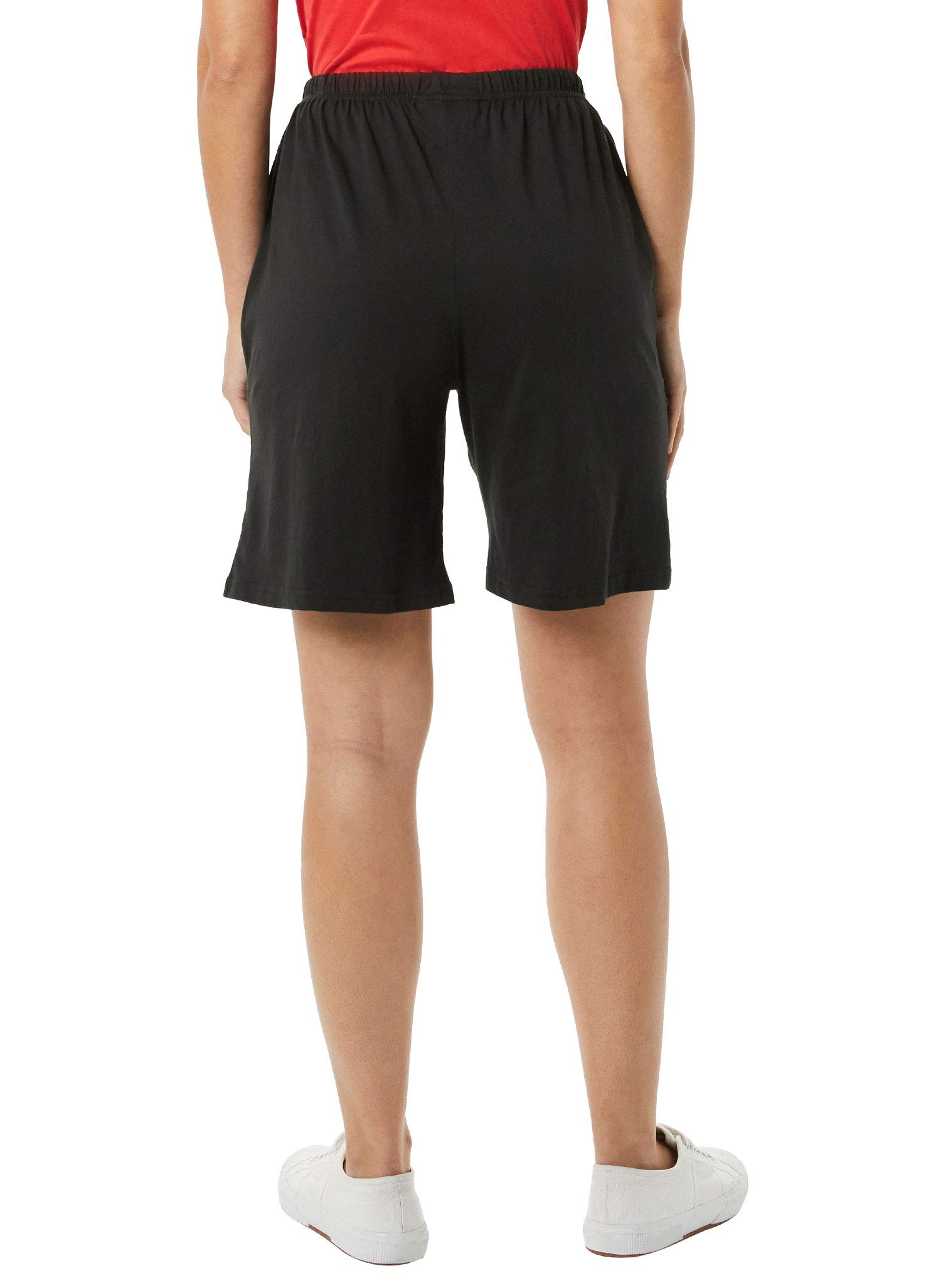AmeriMark Women's Athletic Bermuda Shorts - 100% Cotton Pull-On Golf Shorts with Pockets & Elastic Waist - Comfortable Casual Wear for Golf, Running, Travel & Lounge
