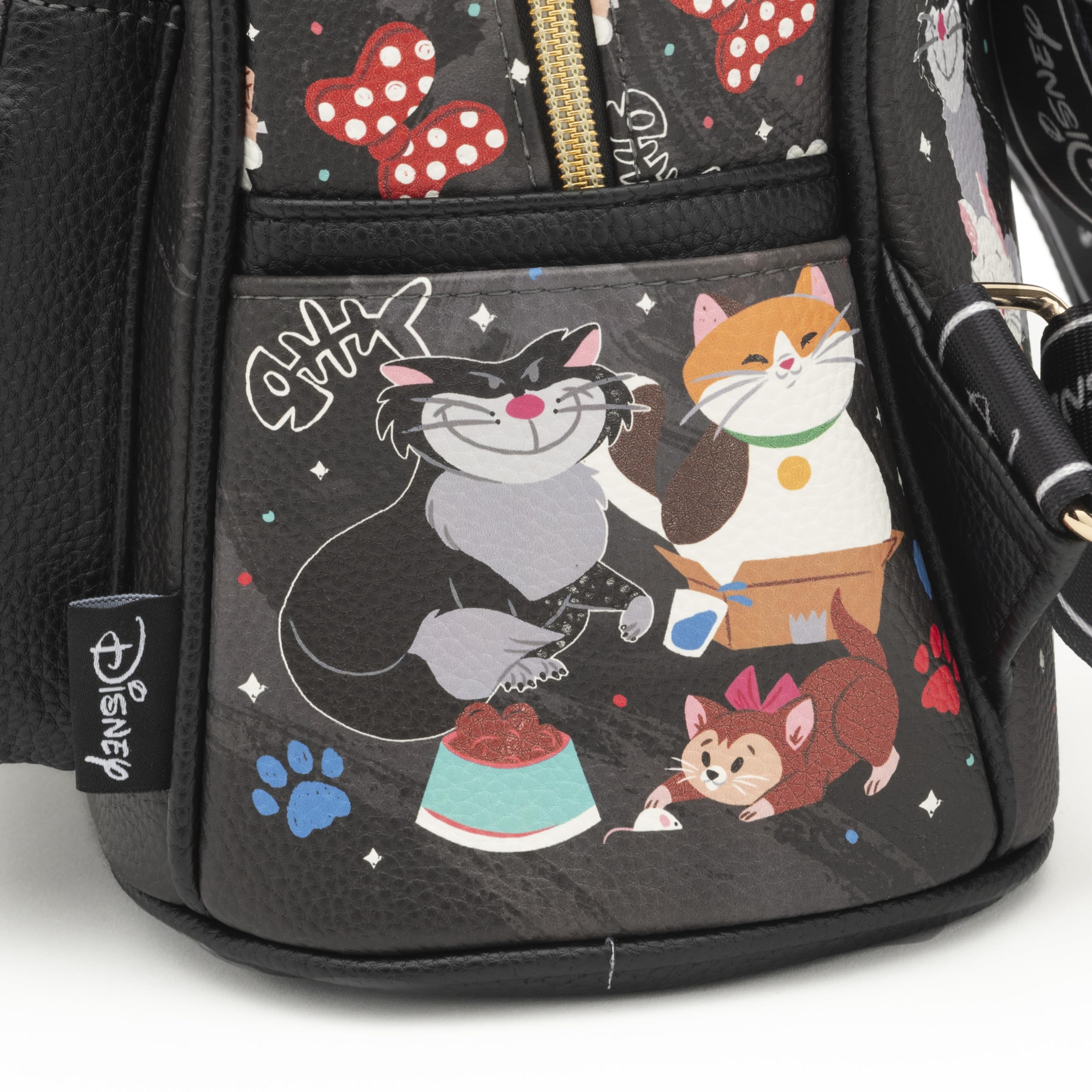 Disney Cats 11 Inch Vegan Leather Mini Backpack for Women - Stylish Black Purse for School, Travel & Everyday Use
