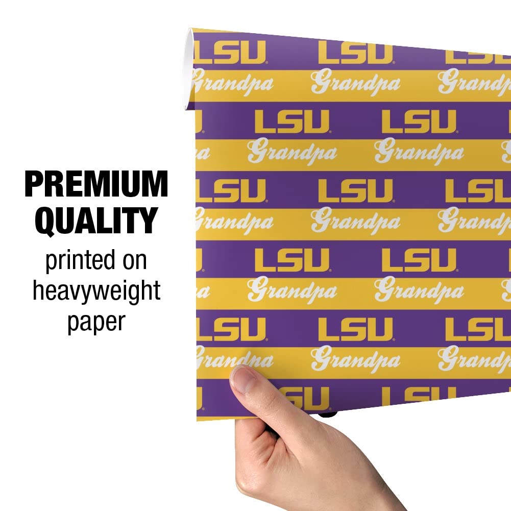 LSU Tigers Themed Gift Wrap Paper Rolls - Perfect for Birthday, Christmas & Graduation Gifts - Grandpa & Fan Gifts for Sports Enthusiasts