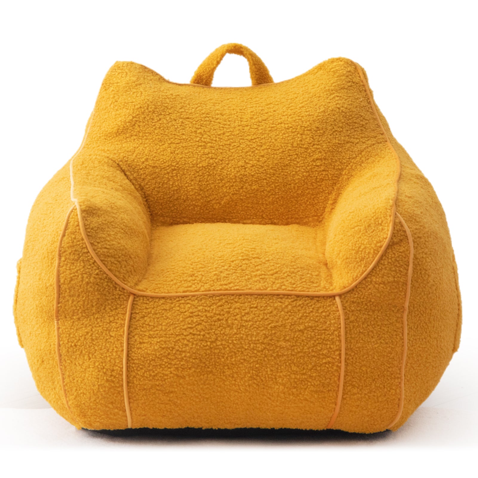 MAXYOYO Kids Sherpa Bean Bag Chair & Couch - Soft Plush Comfort with Decorative Edges for Children's Room, Nursery, Playroom (Lemon Yellow) - Perfect for Reading, Gaming & Relaxing