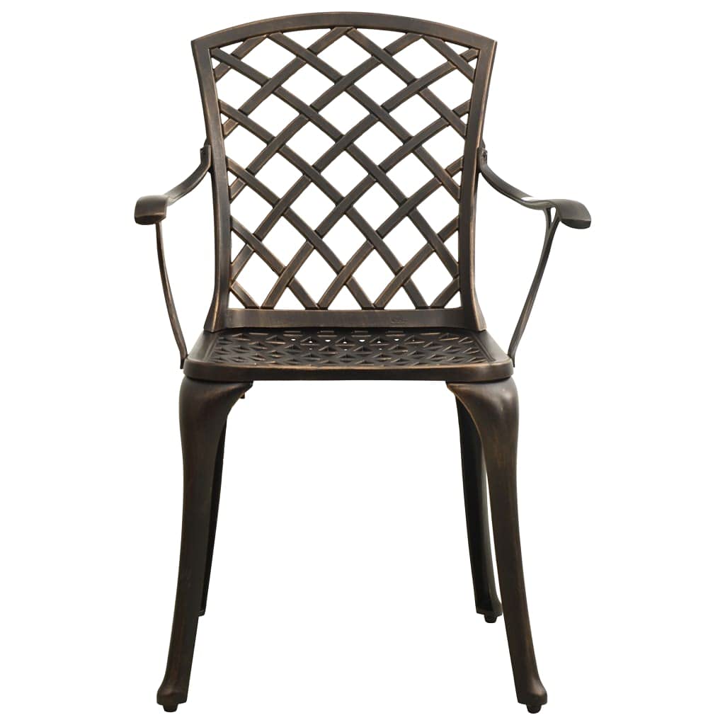 4-Piece Cast Aluminum Patio Chairs Set in Bronze Finish - Modern Outdoor Dining Furniture for Garden, Deck, Balcony & Indoor Use