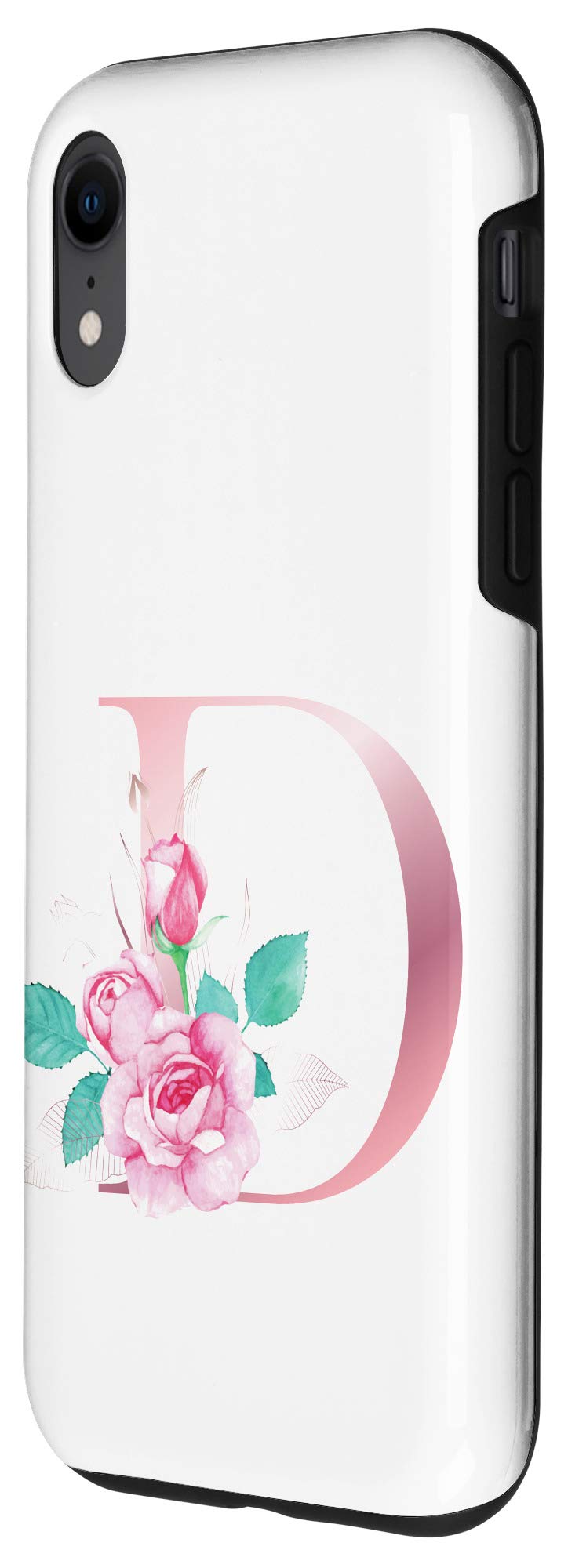 iPhone XR Rose Gold Letter D Floral Case - Stylish Protective Cover for Everyday Use & Gifts