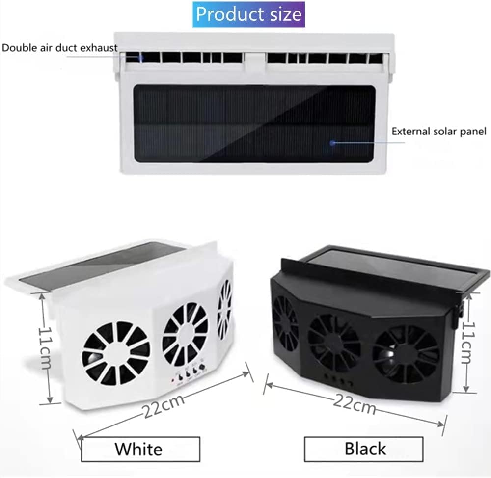 Solar Car Cooling Fan - 3 Outlets, ABS Vent for Vehicle Cooling - White