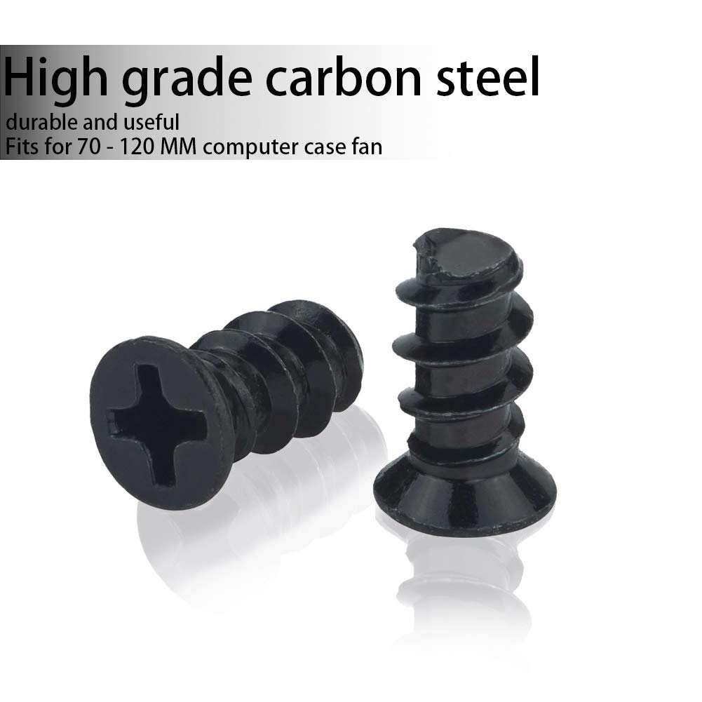 50 Pack Black Computer Case Fan Screws - Durable PC Cooling Fan Mounting Screws for Desktop, Gaming PC, and Server Builds - Perfect for DIY Computer Assembly and Upgrades