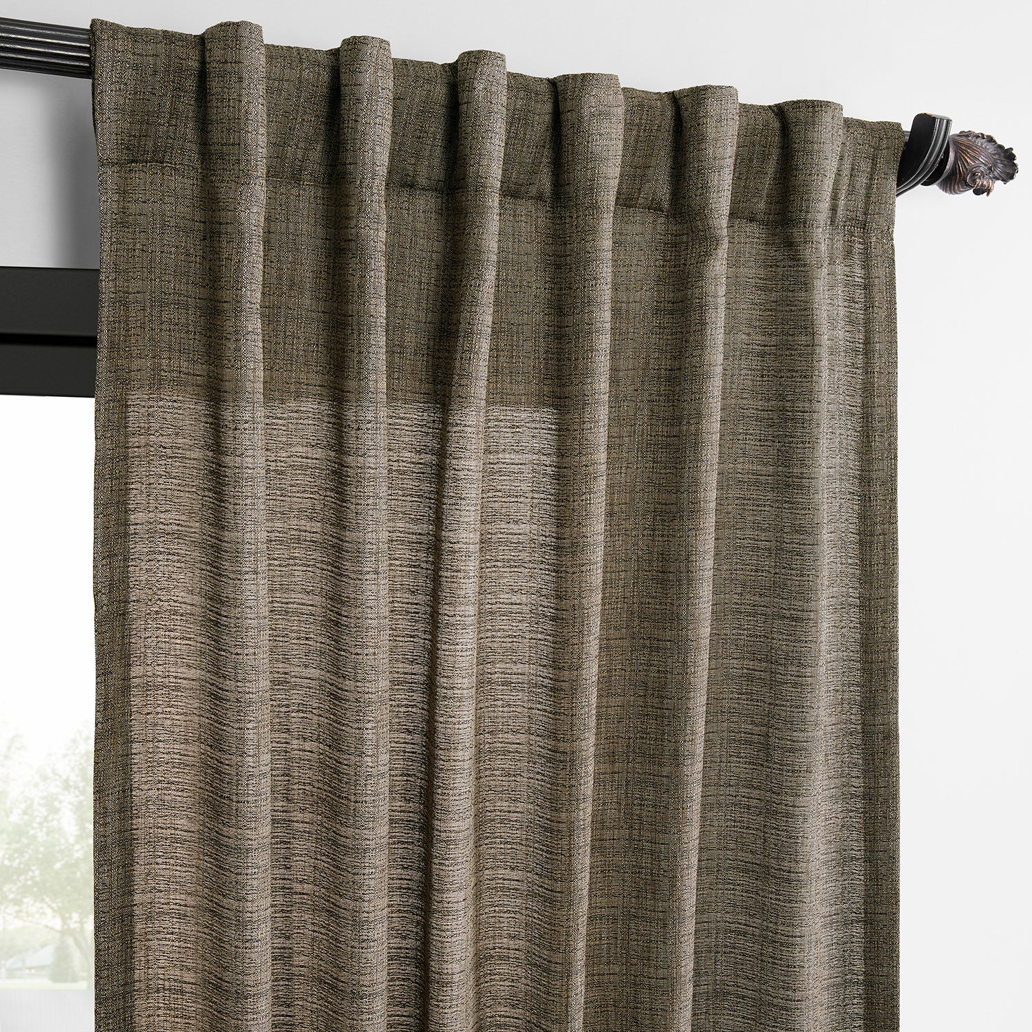 Dark Grey Raw Linen Weave Light Filtering Curtains - Set of 2 Panels for Living Room, Bedroom & Office - Soft Natural Fabric Window Treatment for Privacy & Sun Protection