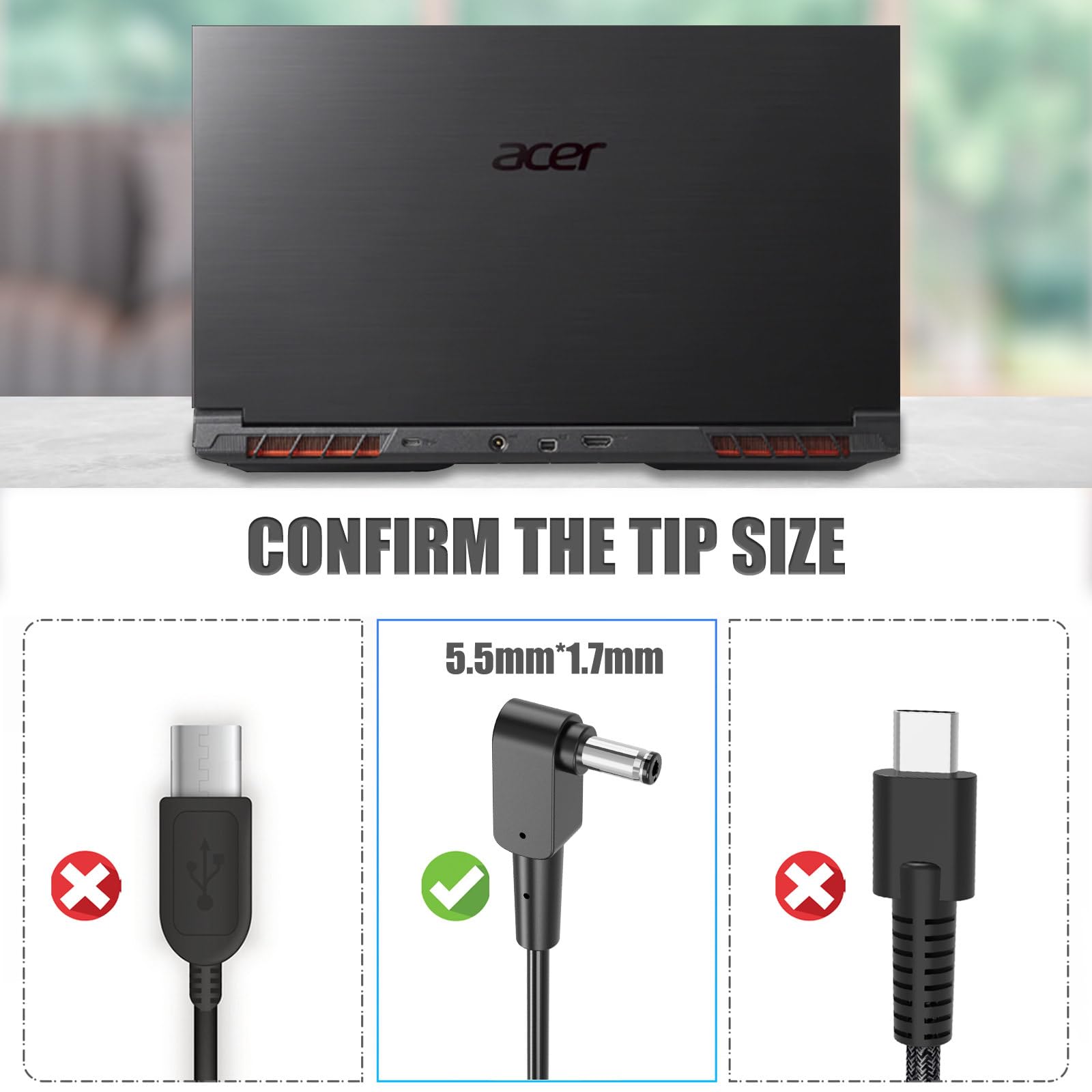 330W AC Laptop Charger for Acer Predator Helios 18/16/15, Triton 17 X, Nitro 17/16/15 - Compatible with PH18-71, PHN16-71, PTX17-71, AN17-51 Models - Replacement Power Adapter for Gaming & Work Laptops - Fast Charging for Home, Office & Travel Use