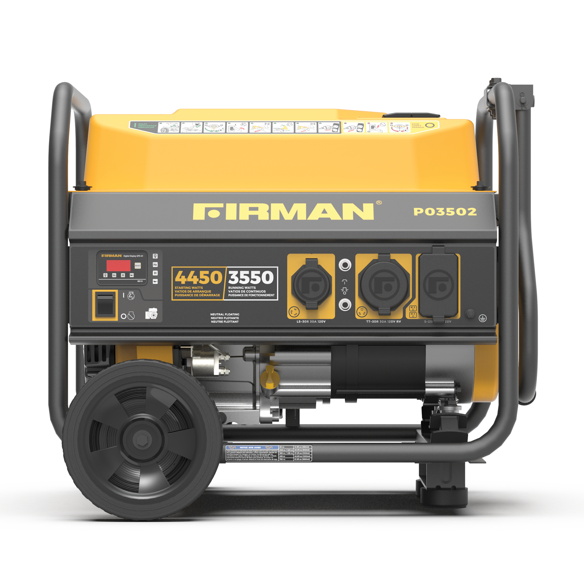 4450W Portable Gas Generator with Recoil Start - 120V Power Output for Camping, Outdoor Events & Emergency Backup