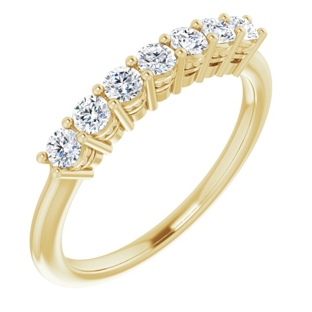 0.42 Carat Round Cut Diamond Wedding Band - 7 Stone Anniversary Ring for Women - Elegant Bridal Jewelry, Engagement Gift & Special Occasion Ring for Wife, Girlfriend or Fiancée