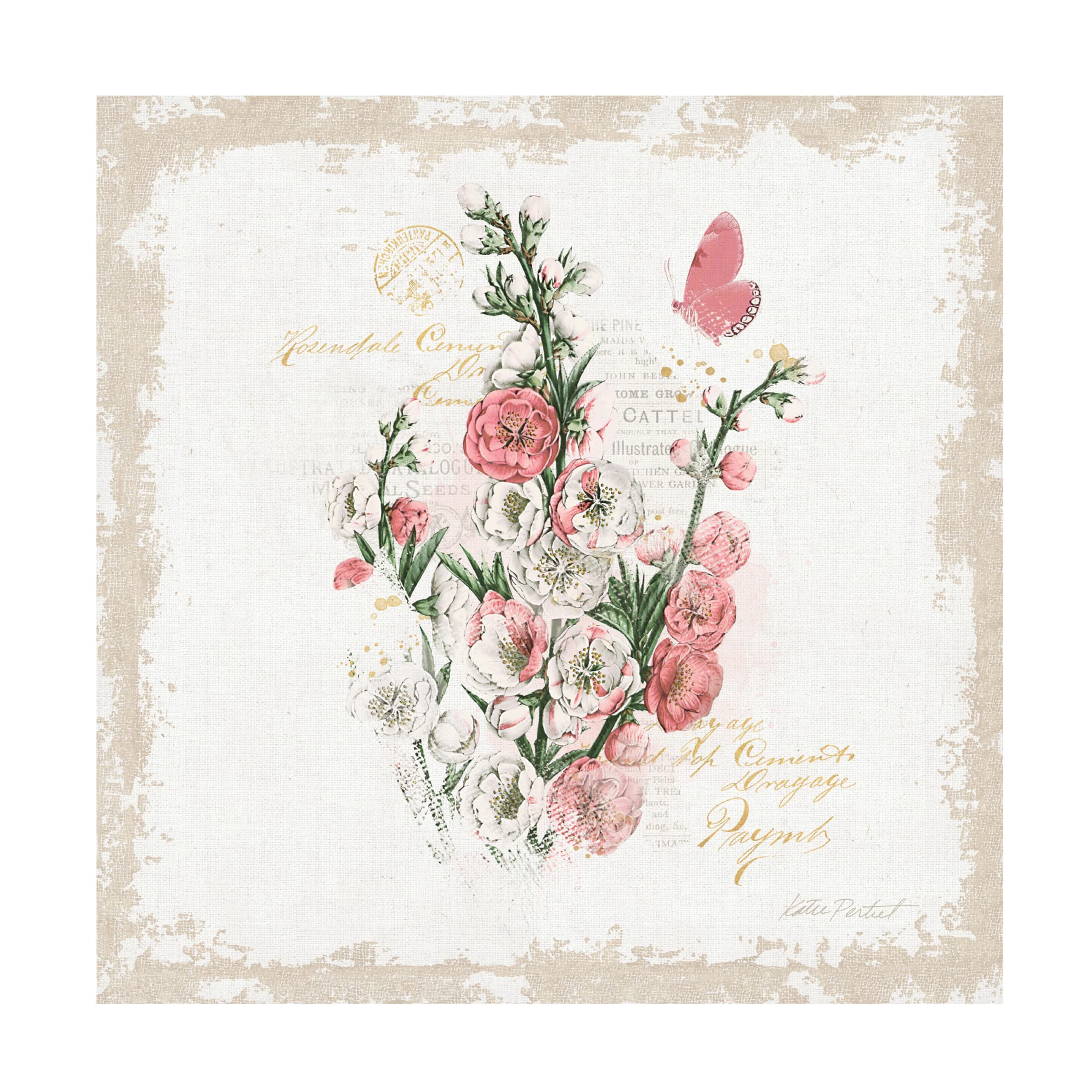 French Romance III Distressed Canvas Wall Art by Katie Pertiet - Vintage Parisian Painting for Living Room, Bedroom & Office Decor
