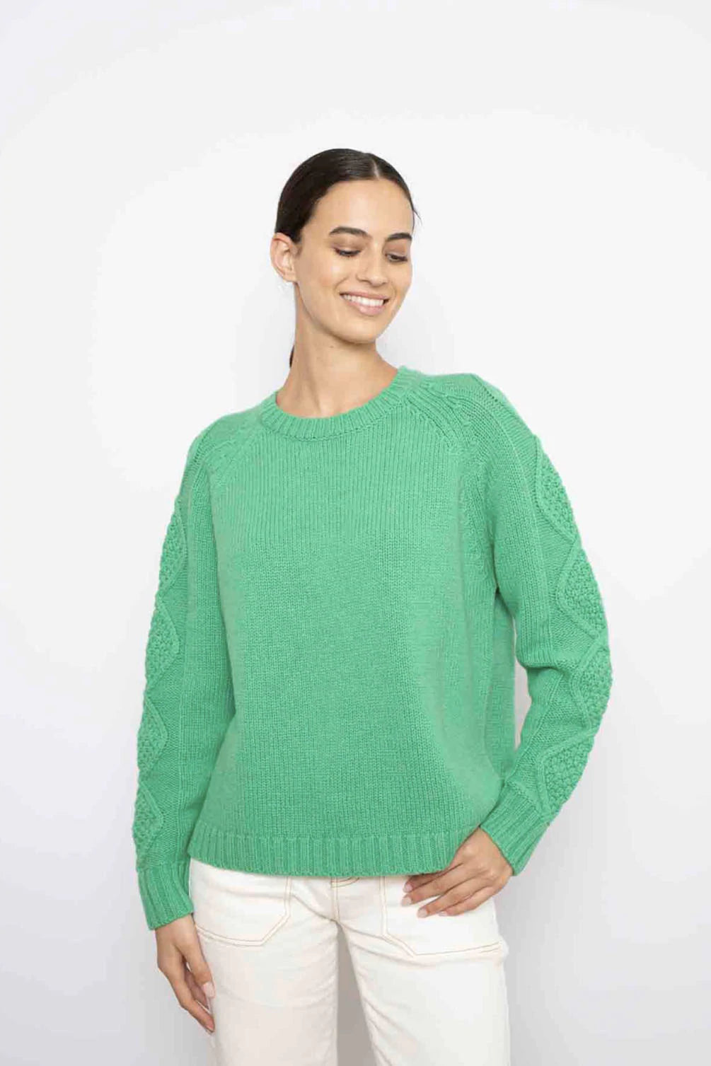 Clifftop Cable Knit Sweater for Women - Cozy Pine Green Pullover for Fall & Winter - Perfect for Casual Outfits, Office Wear, and Outdoor Adventures