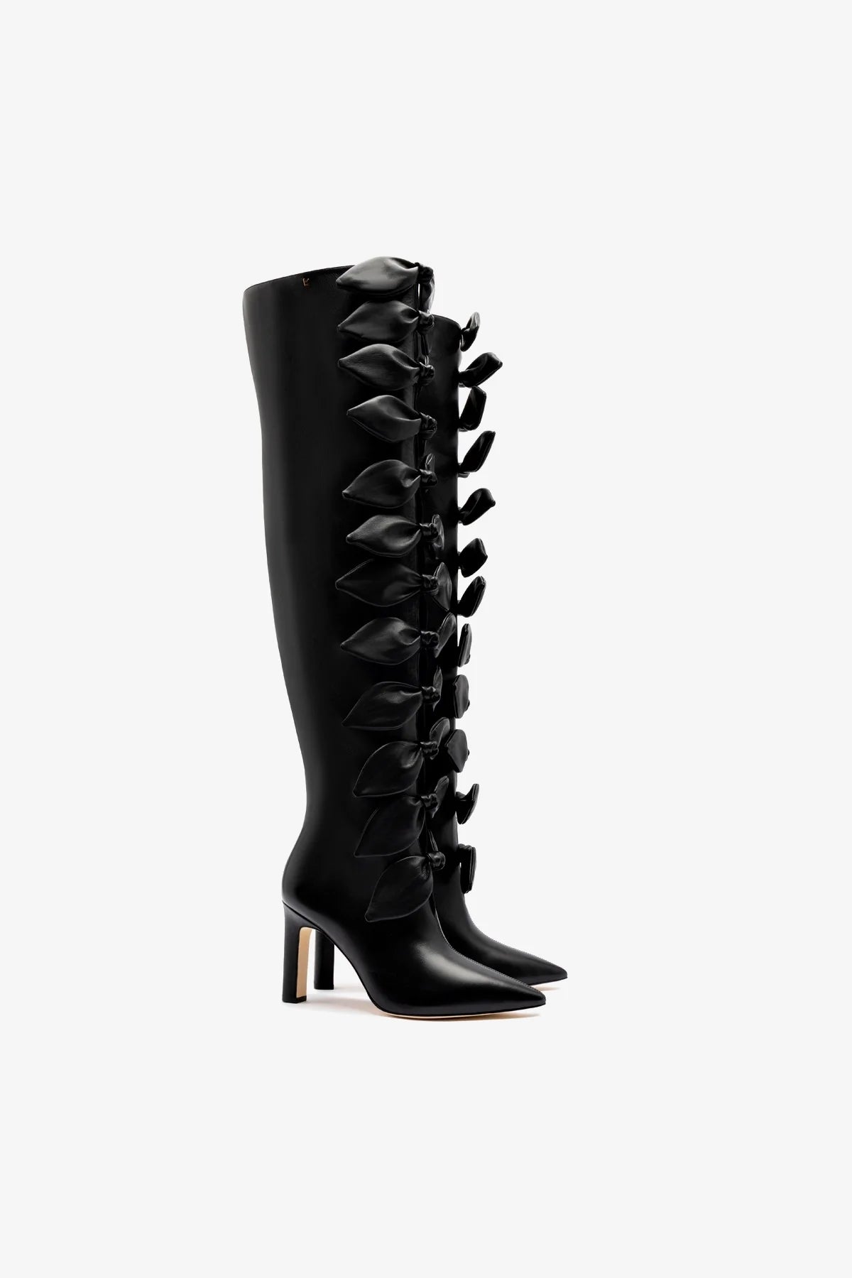 Larroudé for Jonathan Cohen: Black Leather Tie Boots - Stylish & Comfortable for Women's Casual & Evening Outfits