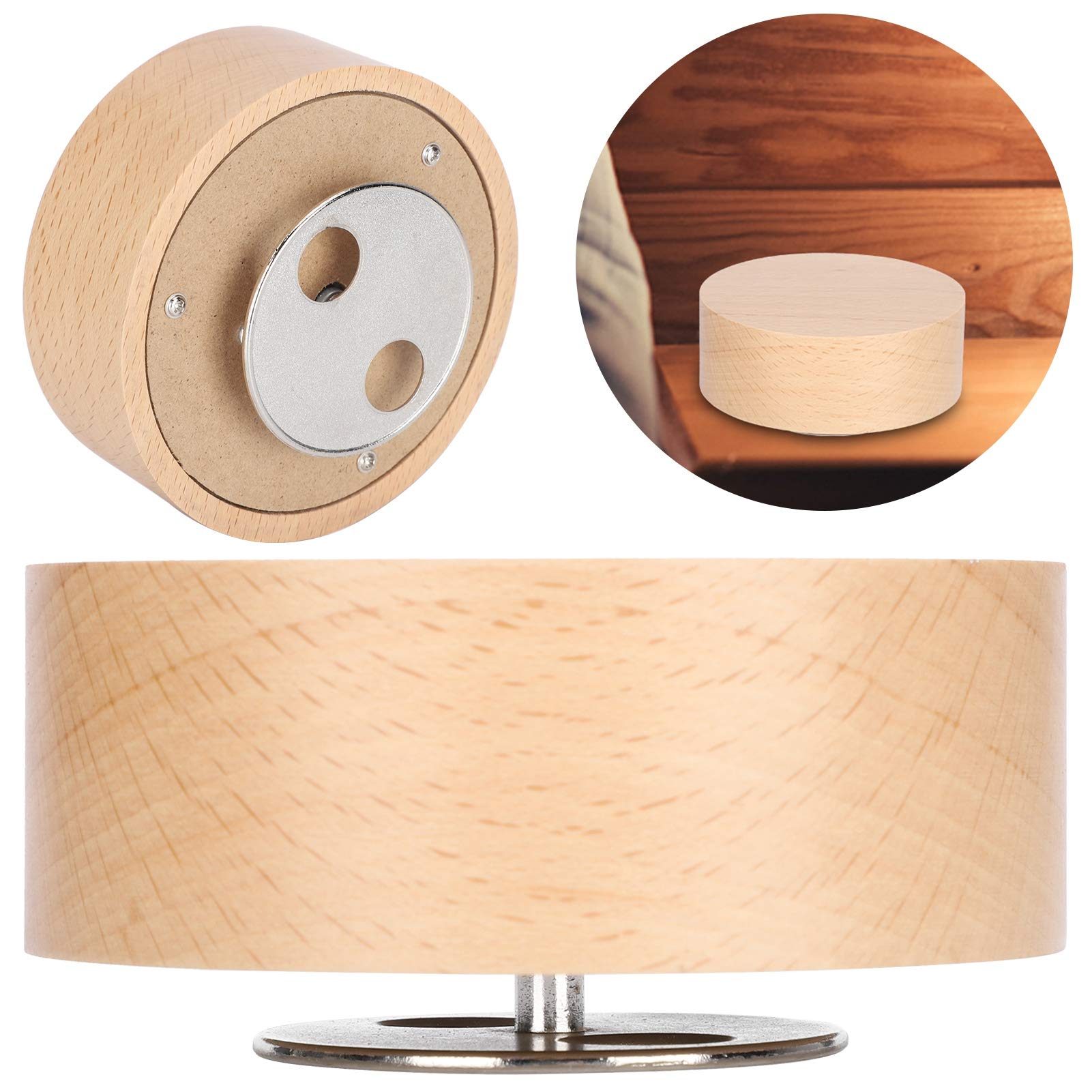DIY Wooden Music Box Base - Beech Round Rotating Stand (95mm, Blue) for Handmade Craft Ornaments | Perfect for Home Decor, Gift Giving & Musical Jewelry Box Projects