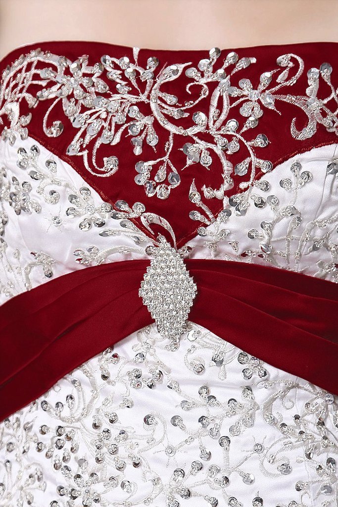 Strapless Satin Embroidery Wedding Dress for Women - Elegant Bridal Gown for Church Ceremony & Beach Weddings