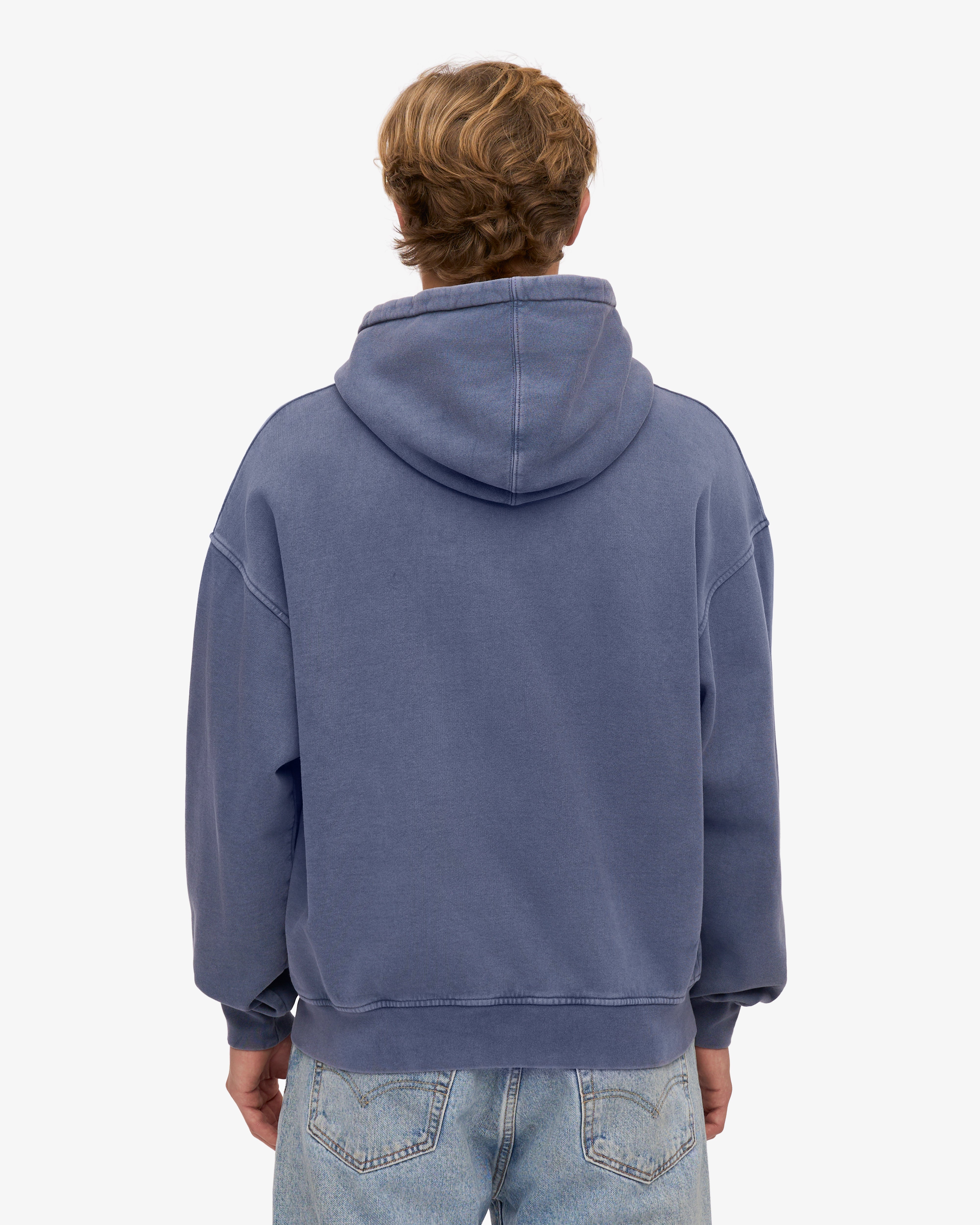 Organic Oversized Zip Hoodie for Men & Women - Soft Fleece Lined, Comfortable & Warm - Neptune Blue - Perfect for Casual Wear, Gym, and Outdoor Activities